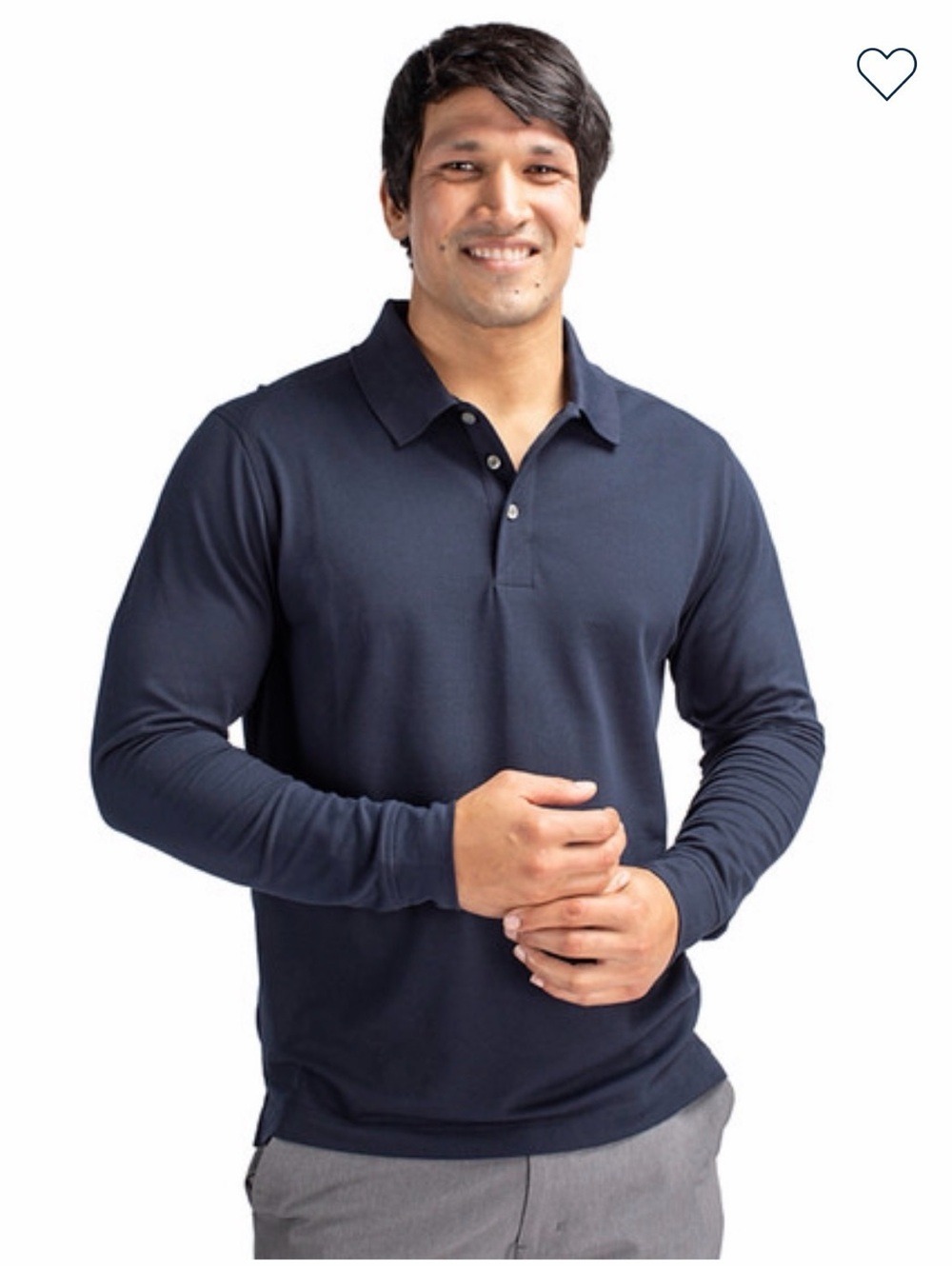 Cutter & Buck Advantage Cotton Blend Long-Sleeve Pique Polo Shirt - Liberty Blue